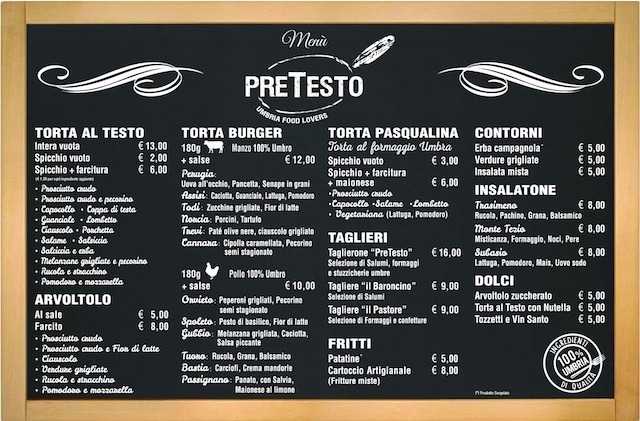 menu PreTesto milano