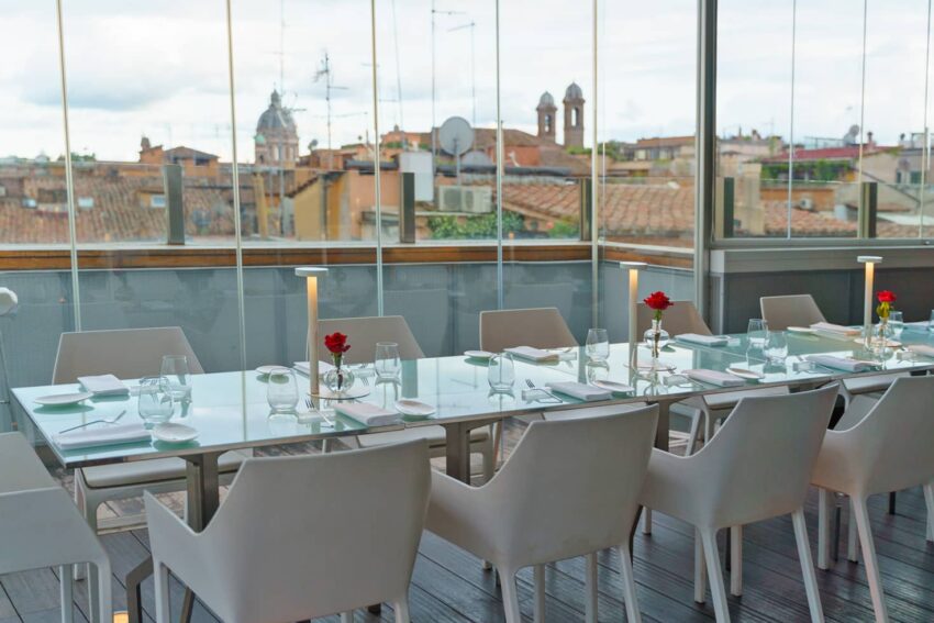La terrazza del ristorante Hi-Res nell'Hotel Valadier a Roma