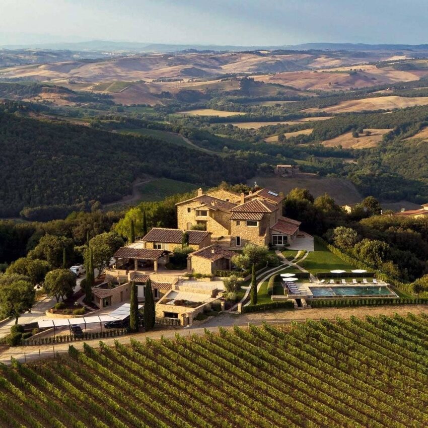 La vista dall'alto di Mastrojanni Wine Relais